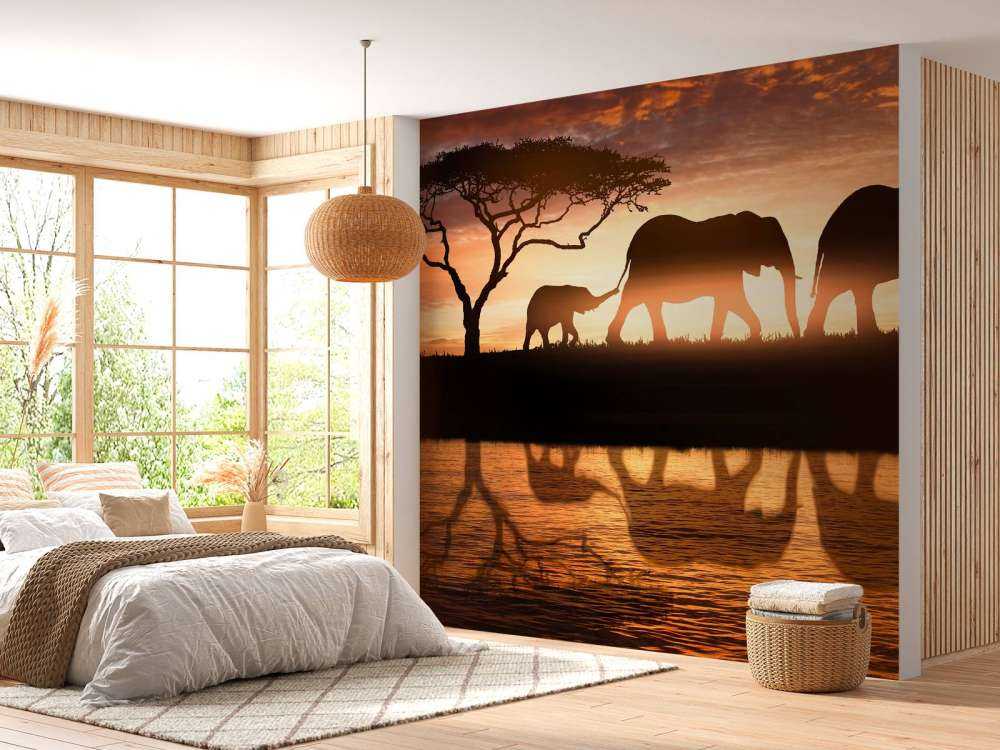 Les éléphants dans la savane