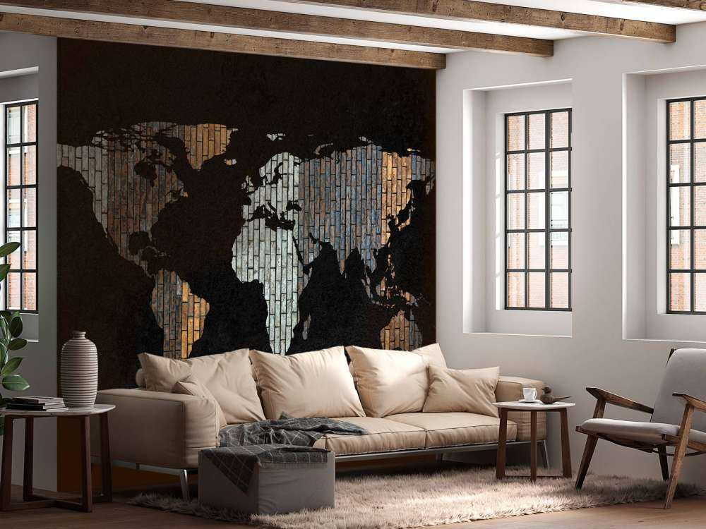 Carte du monde avec briques verticales