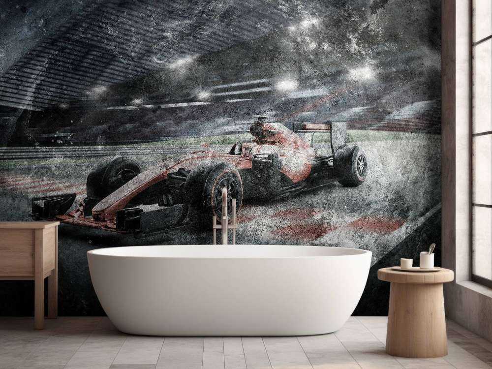 Voiture de course dans un stade