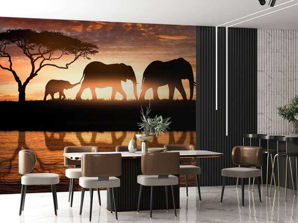 Les éléphants dans la savane