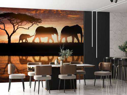 Les éléphants dans la savane