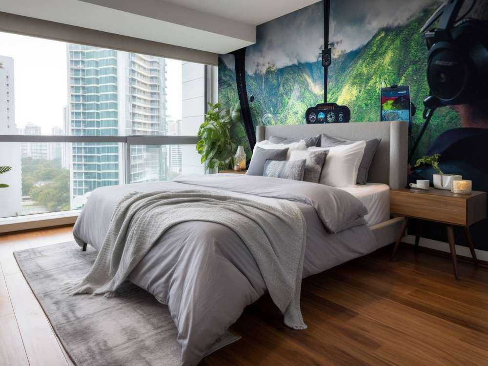 Vol en hélicoptère au-dessus d'une vallée de montagne tropicale