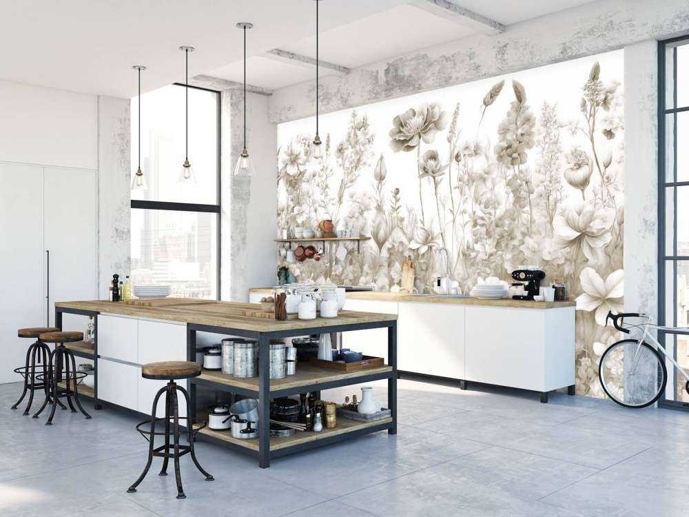 Fleurs de mon âme sans couture - beige