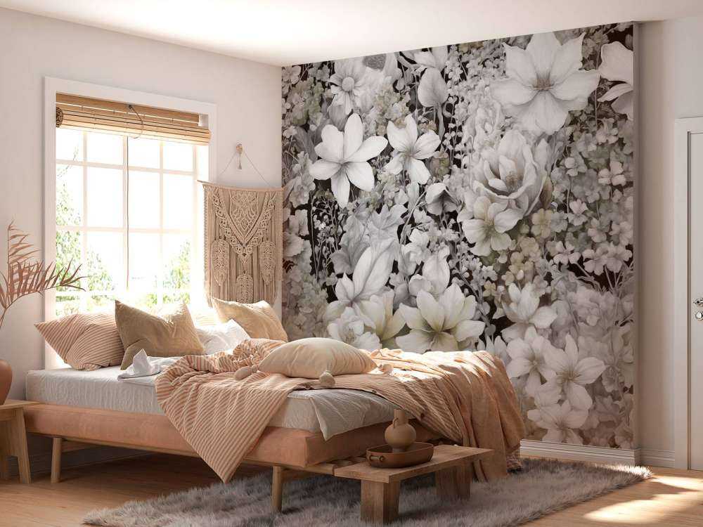 Festival de fleurs sans couture - gris