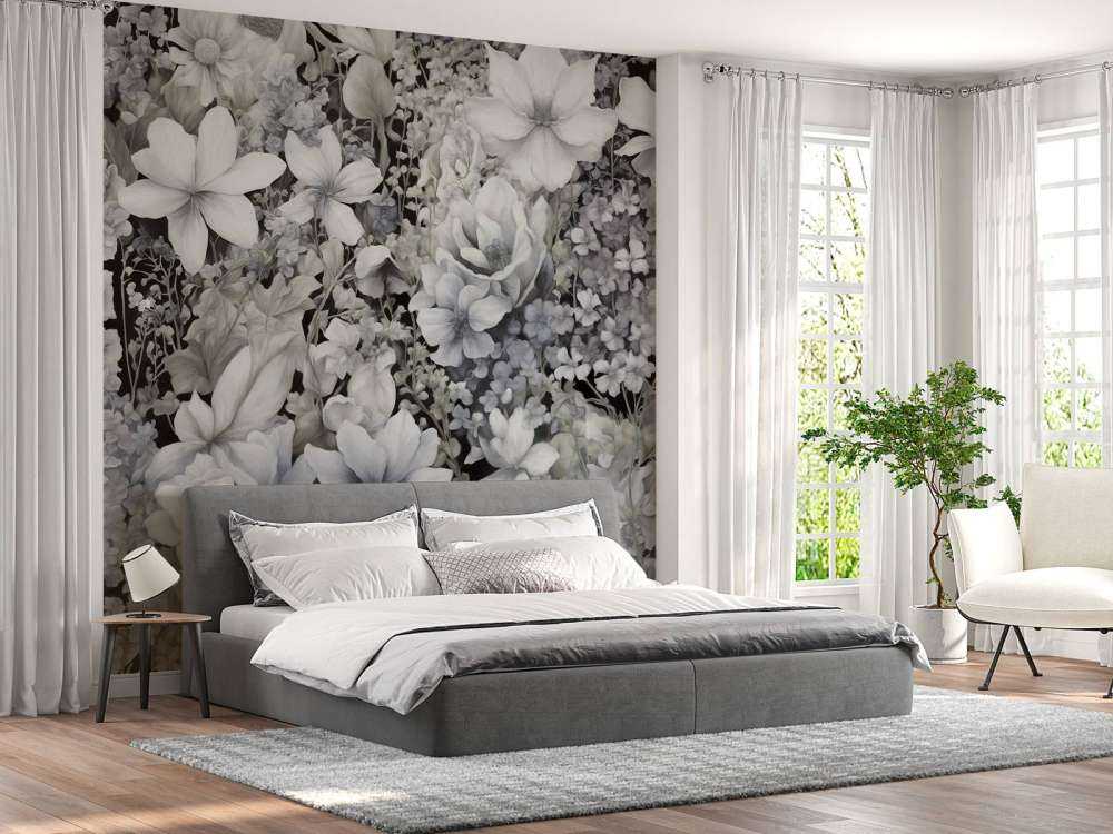 Festival de fleurs sans couture - noir