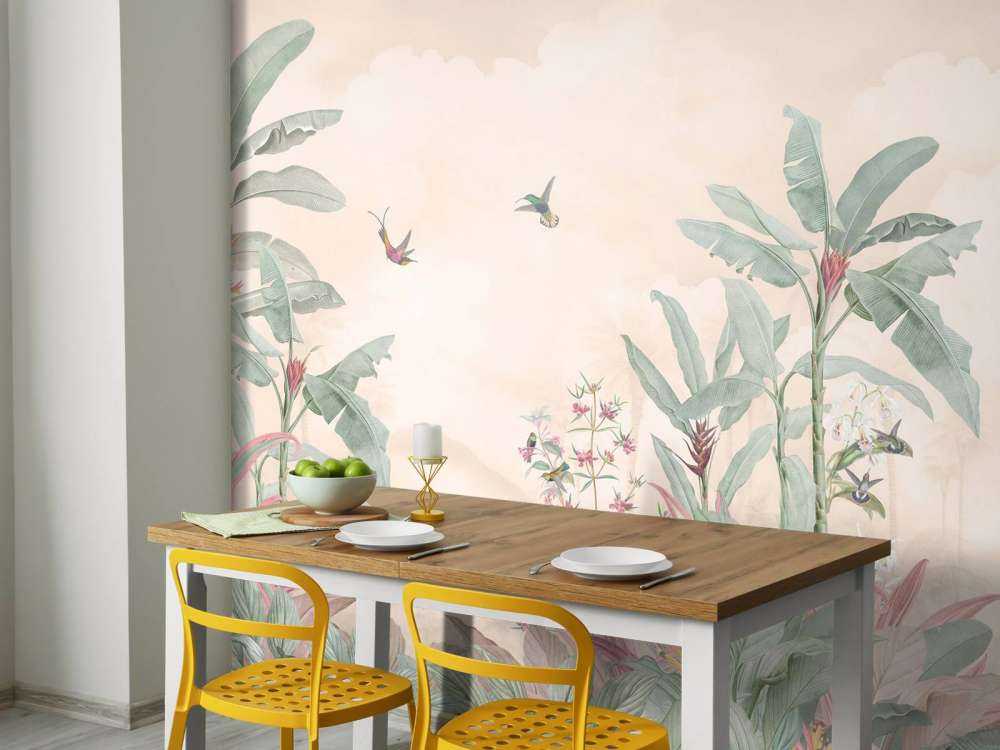 Colibris sous un ciel de nuages doux