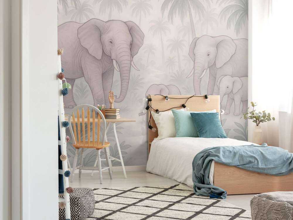 Famille d'éléphants dans la jungle.