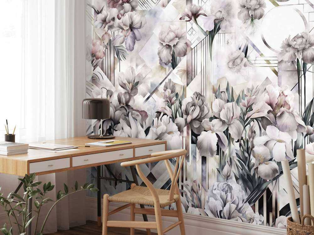 Immenses iris aquarelle jaunes