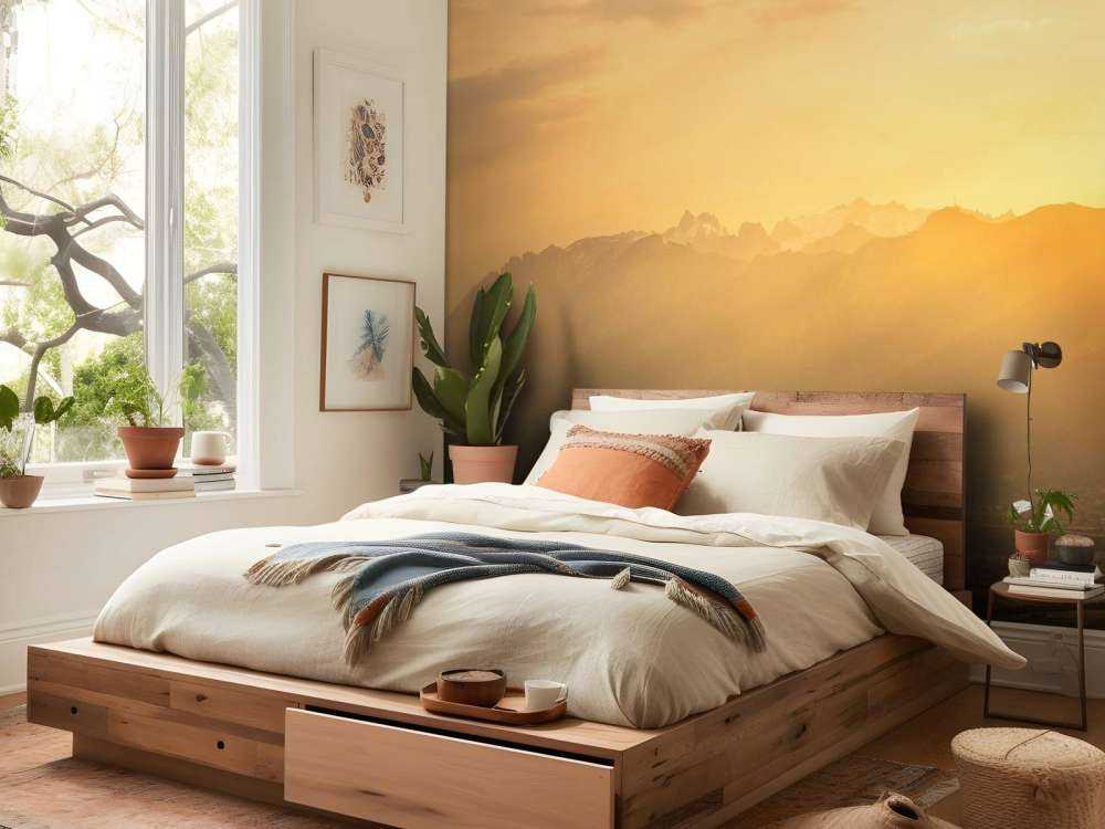 Lumière dorée du soleil sur la vallée de montagne