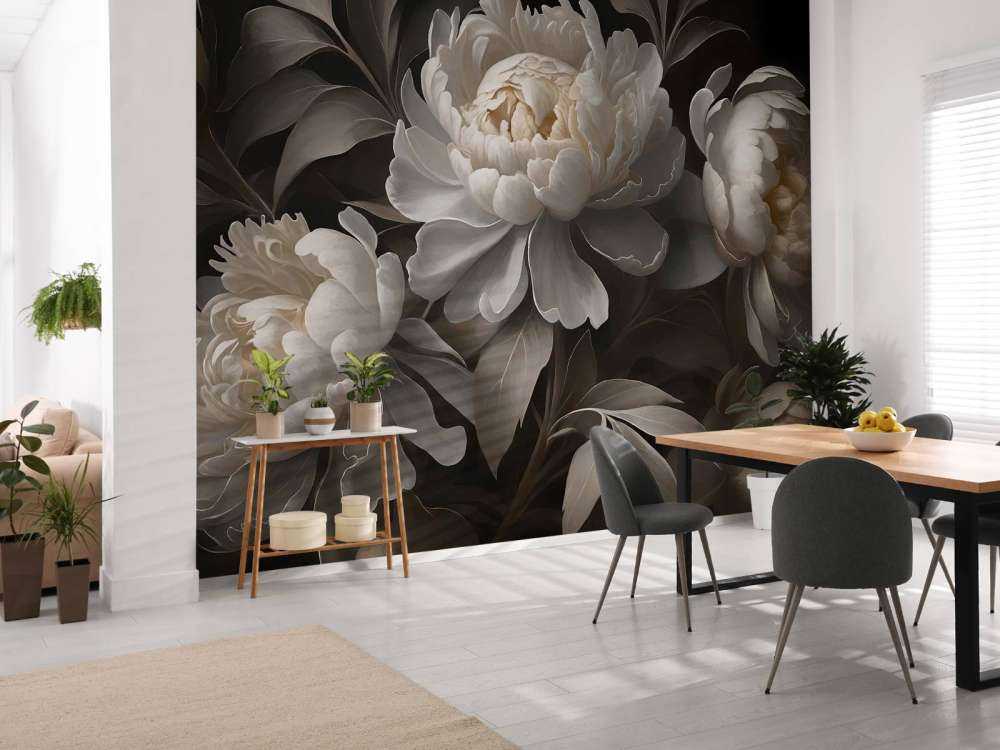 Pivoines sombres au clair de lune