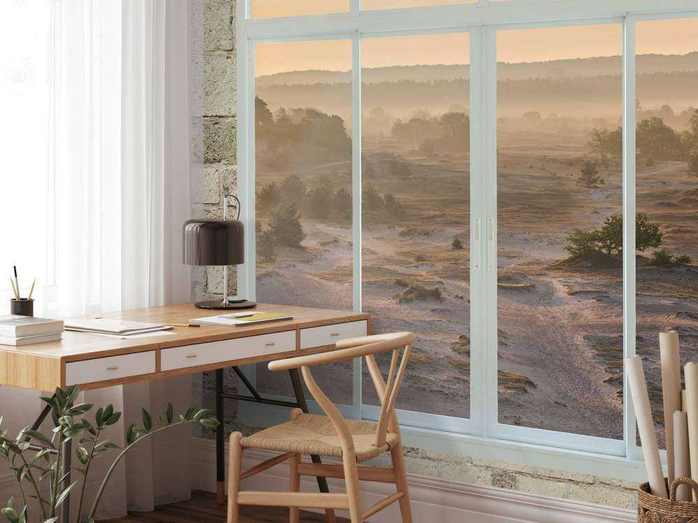 Dune de sable dans la brume du matin