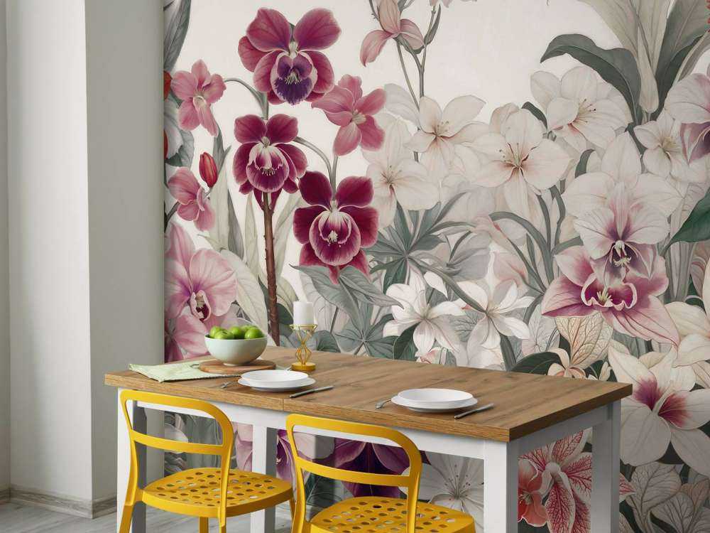Fleurs exotiques aux douces teintes pastel