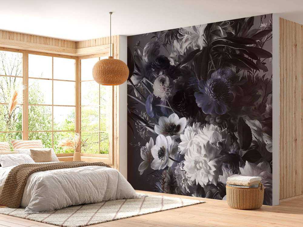 Grand bouquet avec des anémones bleues