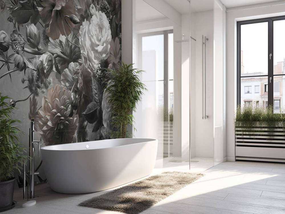 Grand bouquet avec des coquelicots sépia