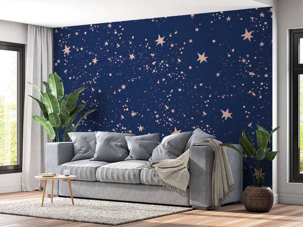 Pluie d'étoiles roses dans un bleu nuit