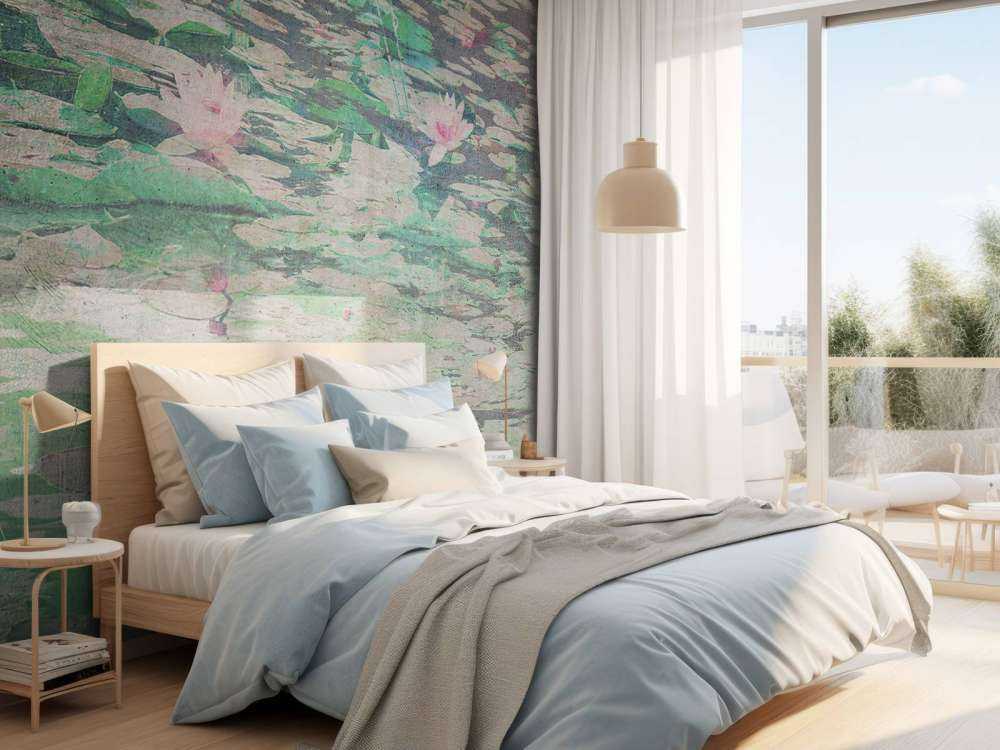 Nénuphars dans la lumière vieillie de l'étang