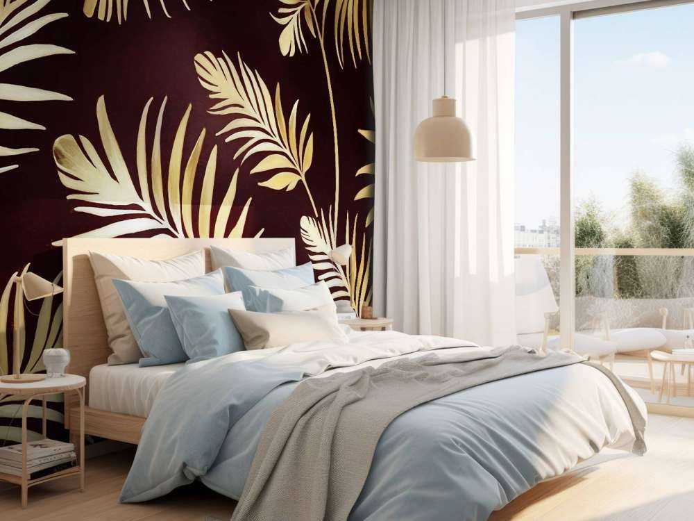 Feuilles dorées sur bronze foncé