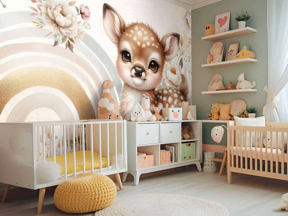 Cher petit cerf et arc-en-ciel doré