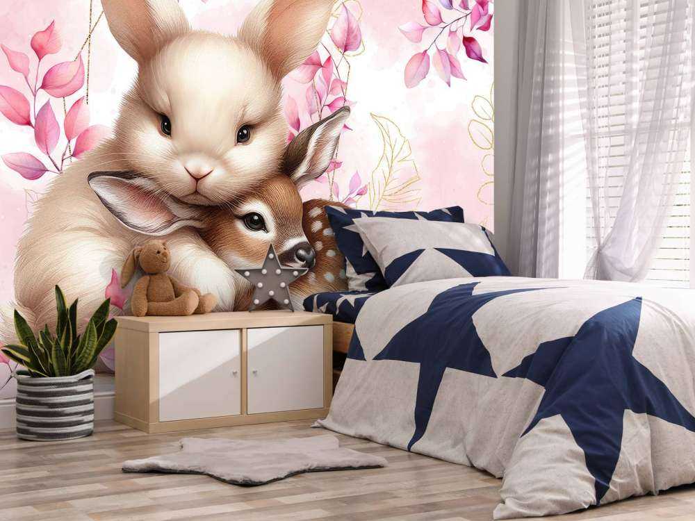 Lapin aimant et faon