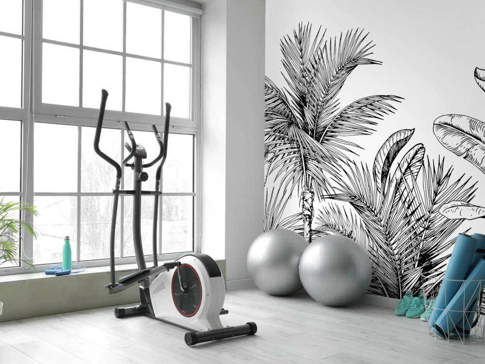 Palmiers et feuilles de bananier