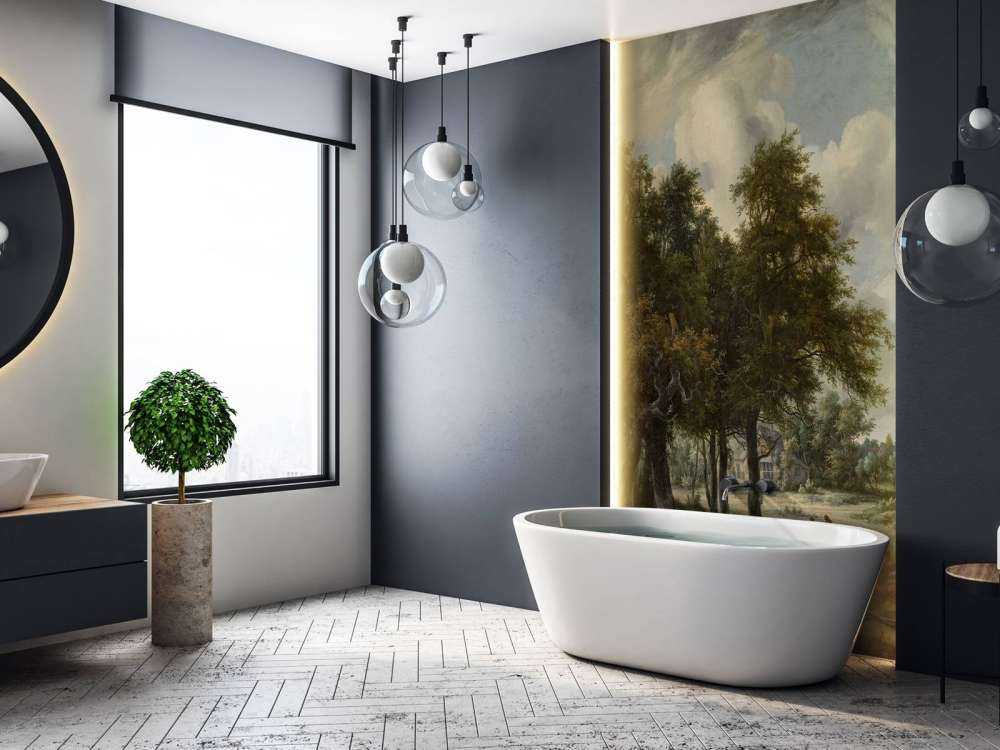 Paysage forestier avec fermes