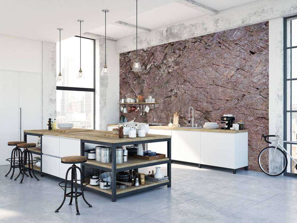 Rocher détaillé avec arbres