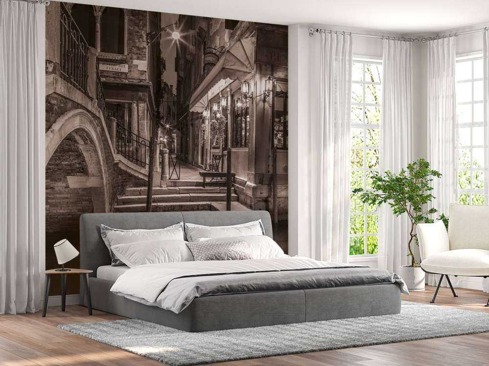 Gondolas moored along the canal, Venice, Italy