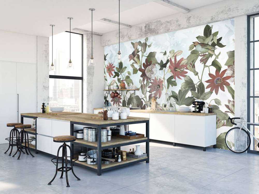 Sept oiseaux dans un feuillage enchanté - Bleu doux