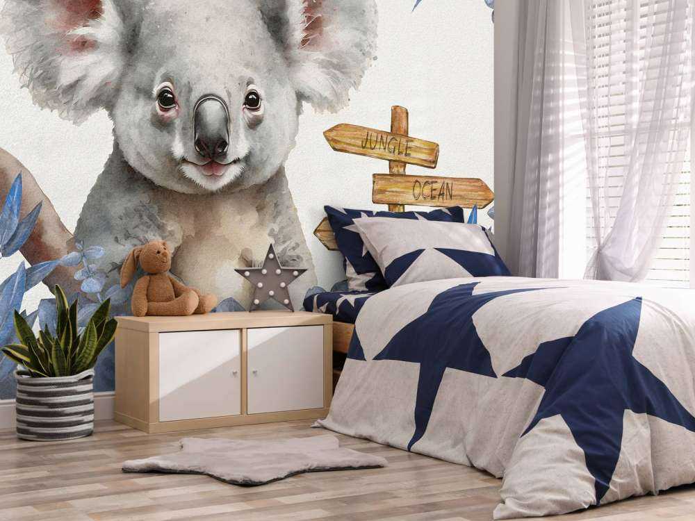 Bébé koala dans la jungle bleu