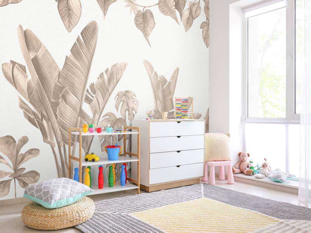 Feuilles de jungle en taupe