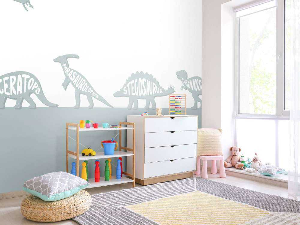 Dinosaures avec texte en bleu