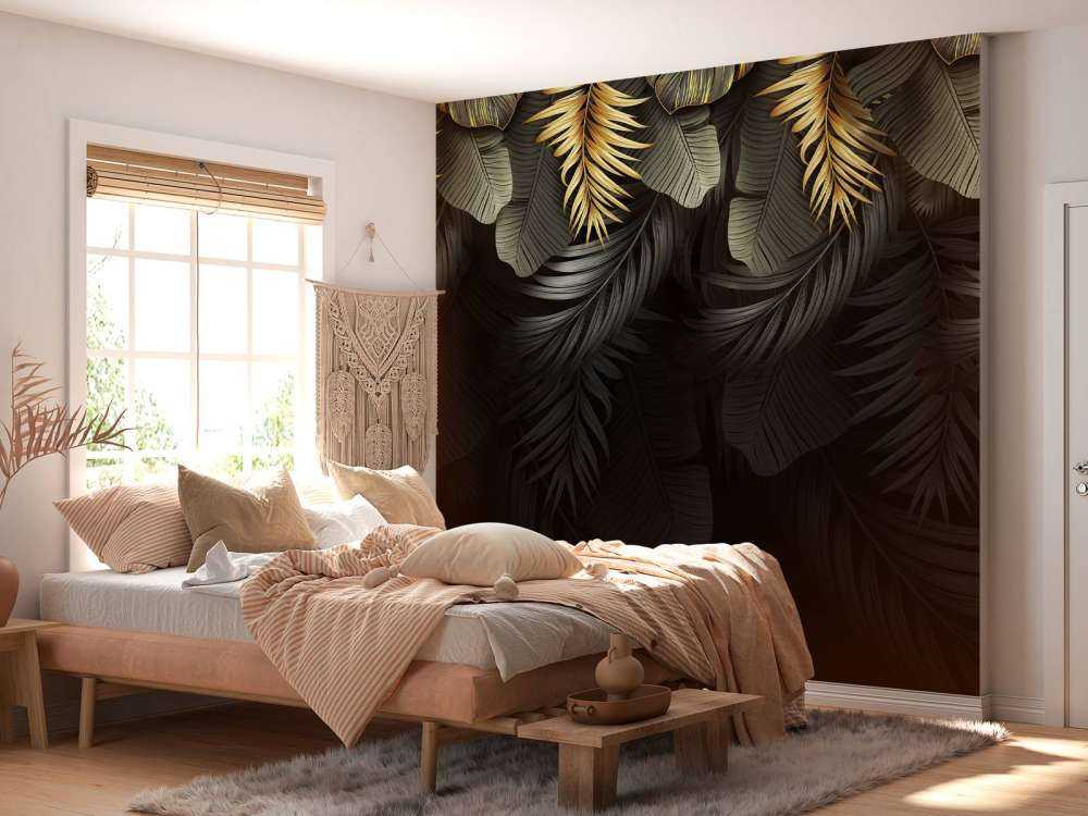 Feuilles sur fond sombre