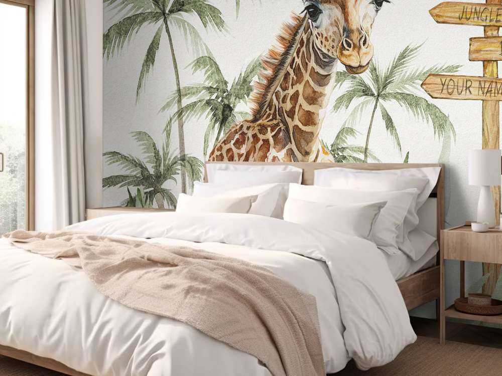 Bébé girafe dans la jungle