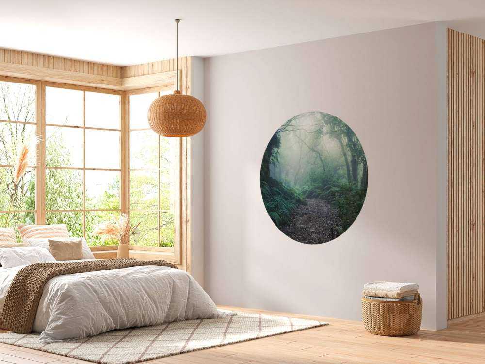 Forêt verte et brumeuse