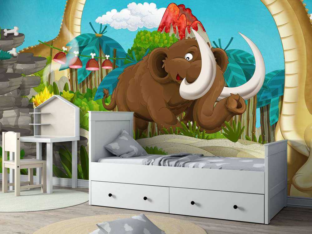 Un dinosaure et un mammouth