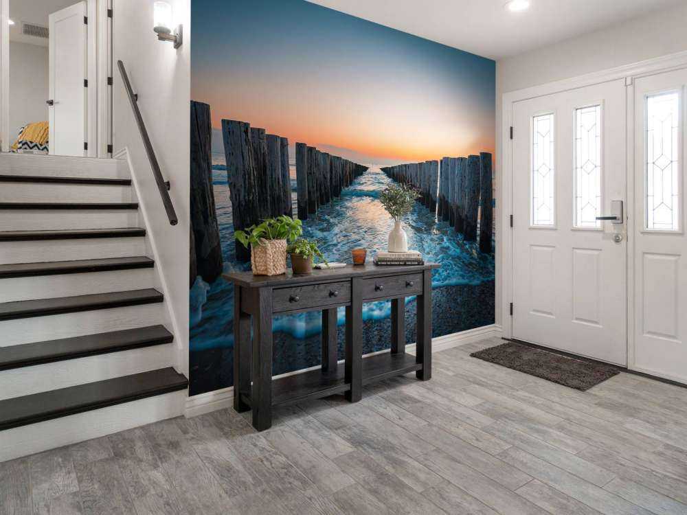 Brise-lames au coucher du soleil