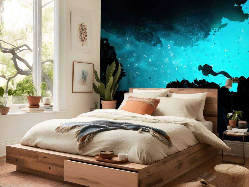 Grotte étroite avec plongeur