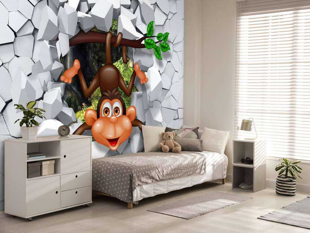 Singe amusant dans un mur