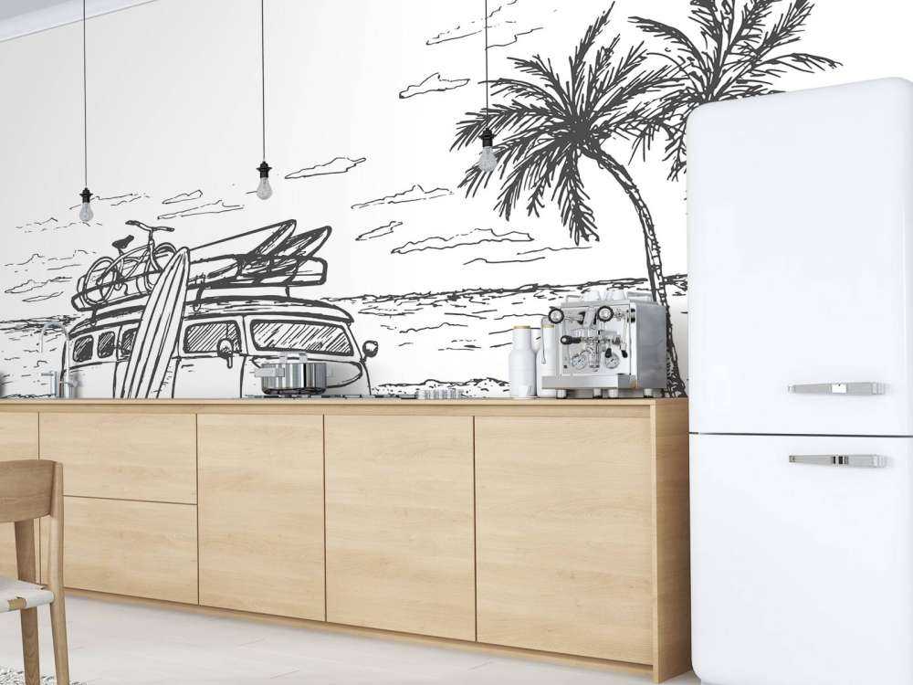 Dessin de plage style crayon