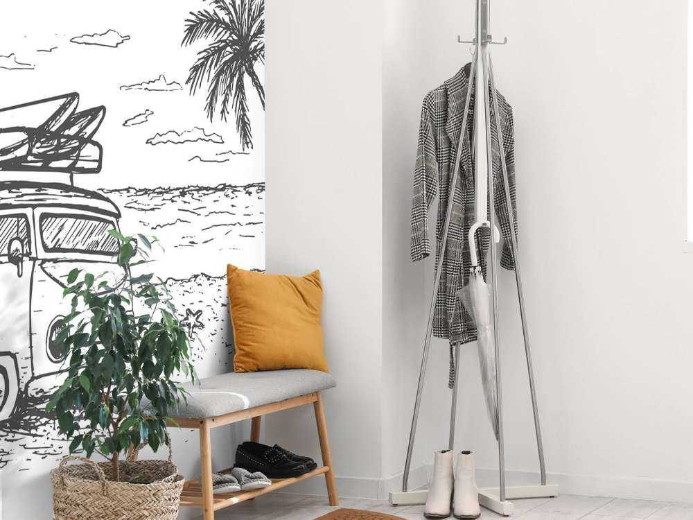 Dessin de plage style crayon