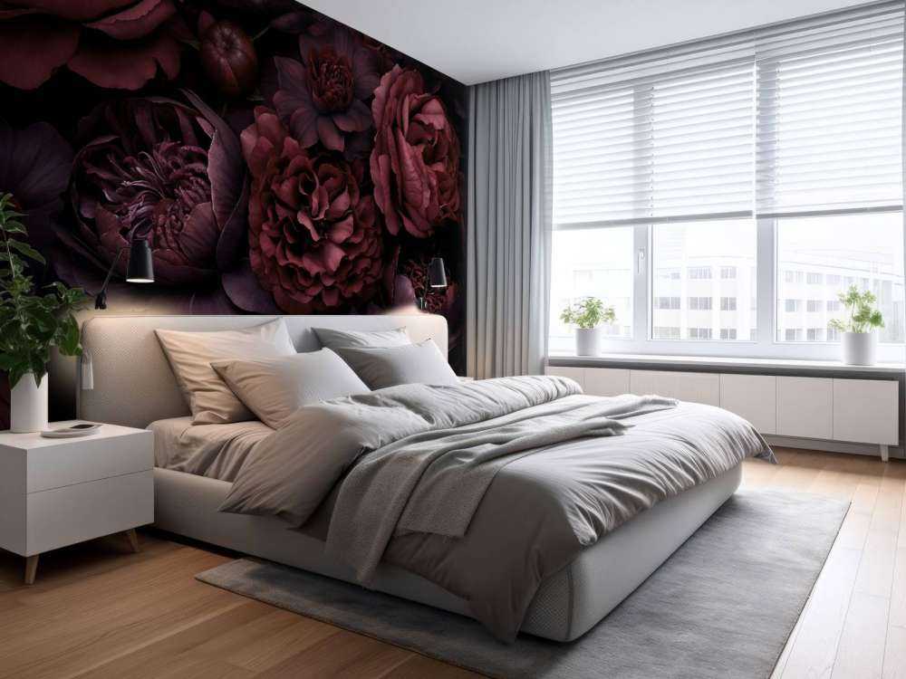 Victorian grandeur large flowers burgundy red