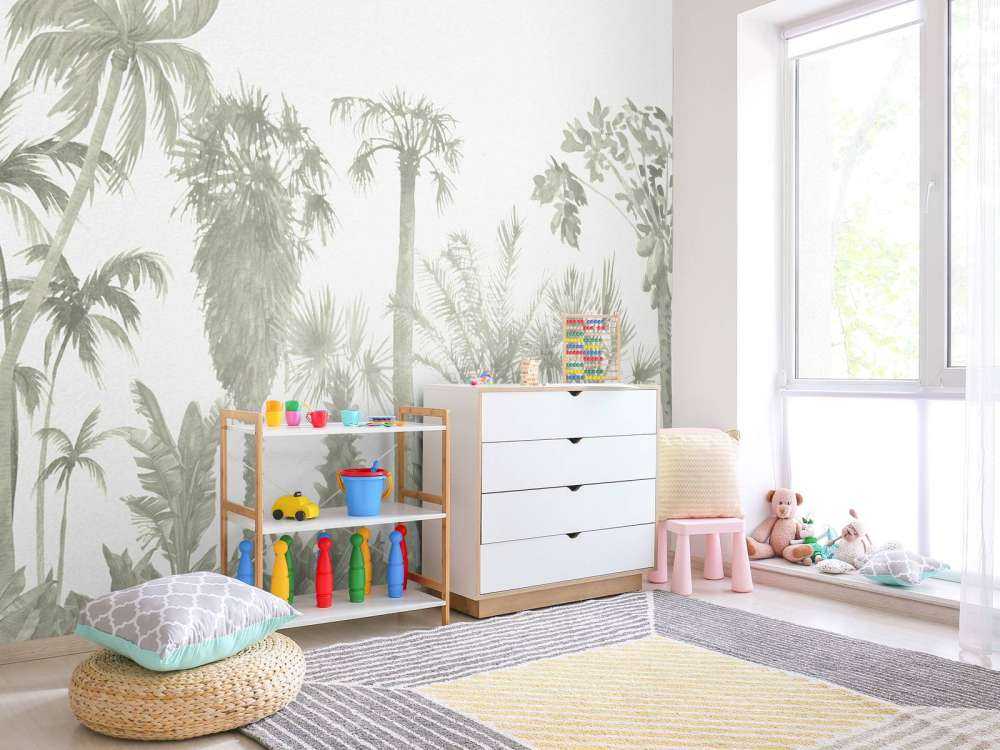 Thème de la jungle en vert d'eau