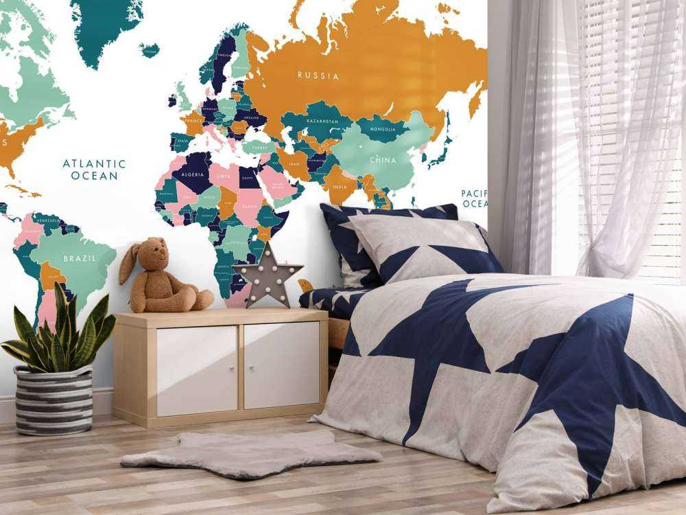 Carte du monde avec animaux de l'océan