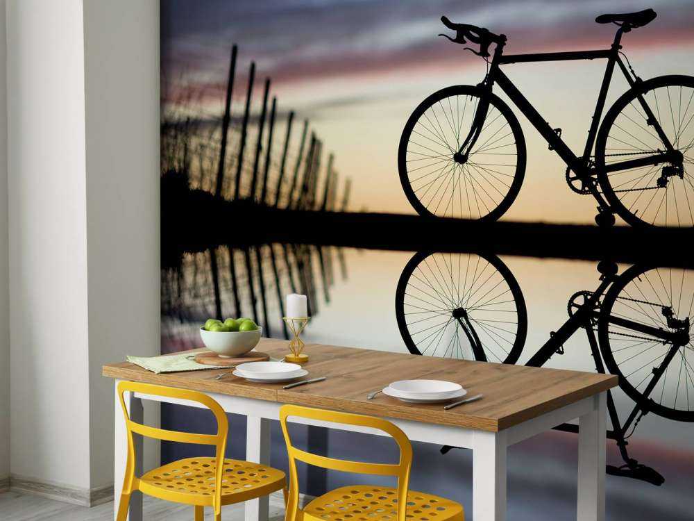 Vélo de course au coucher du soleil