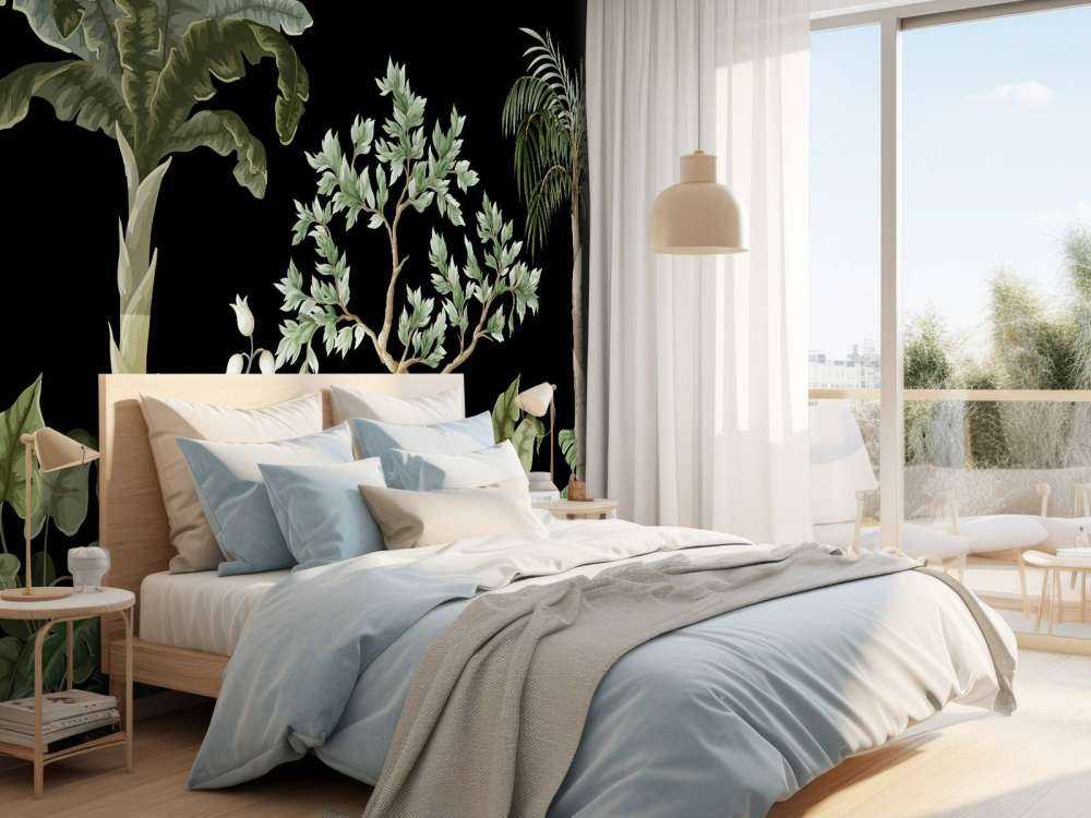 Arbres sur fond sombre