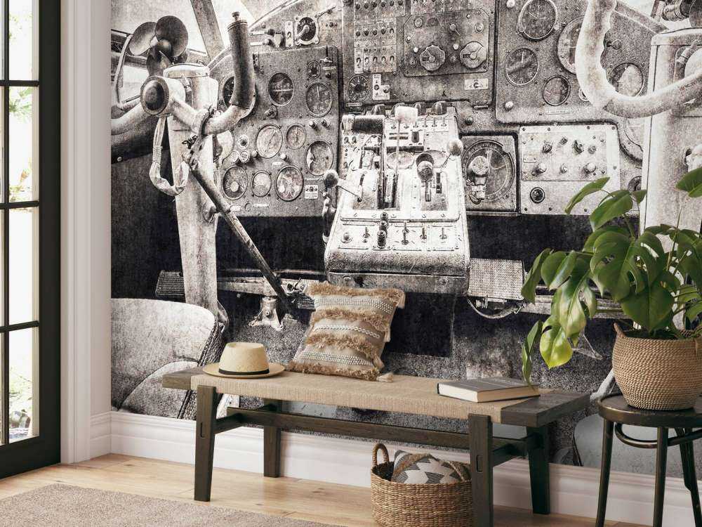 Cockpit d'avion en sépia