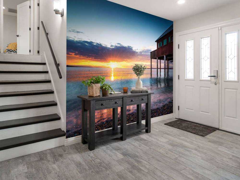 Coucher de soleil au calme maison de quai