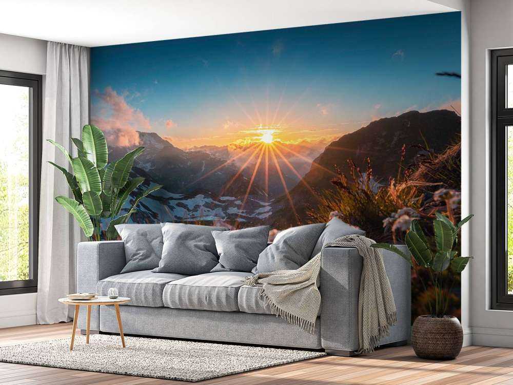 Lumière du soleil sur alpage alpin