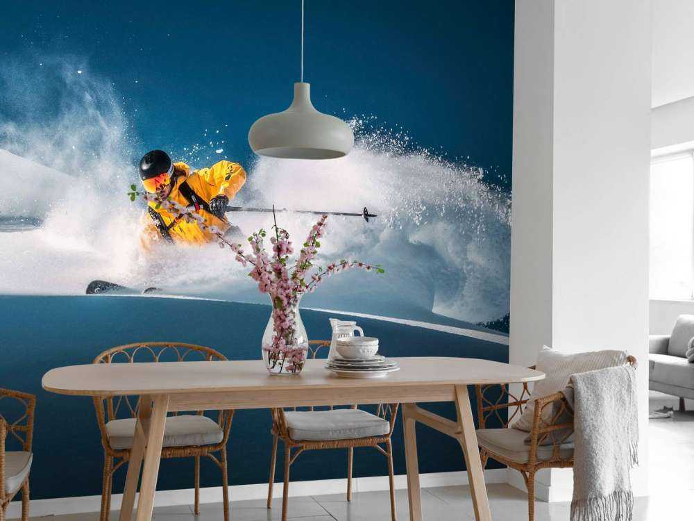 Descente dans une poudreuse profonde