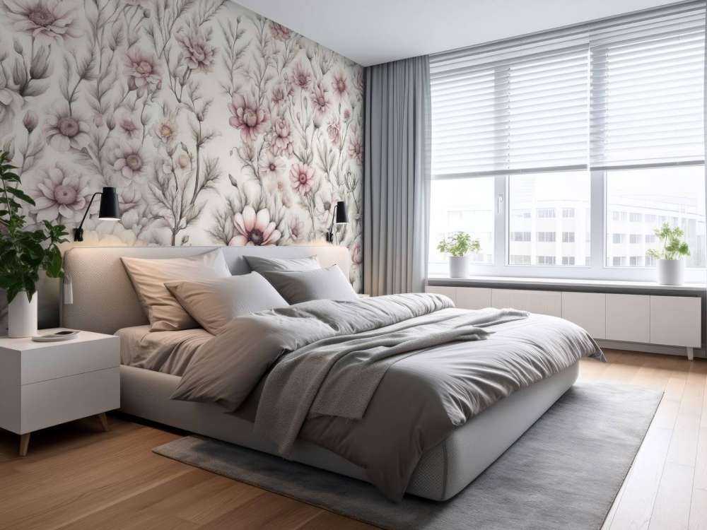 Mur floral romantique - rose